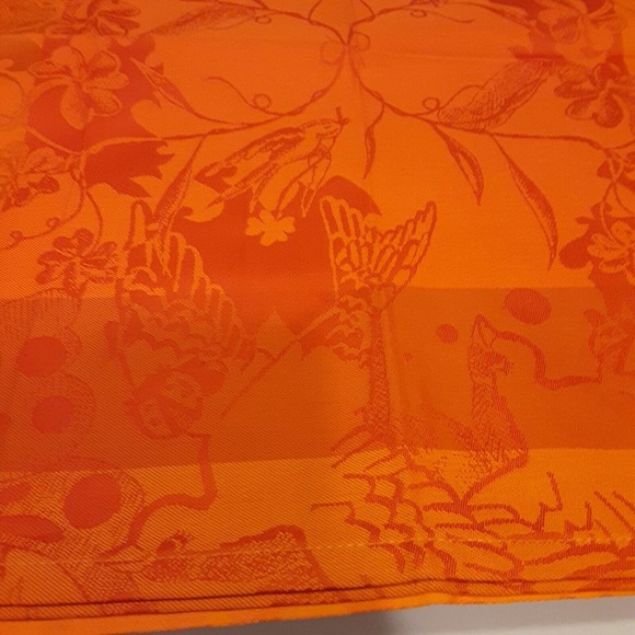 Garnier Thiebaut France Damask Jacquard Napkin replacements Orange x 3 - Picture 8 of 10